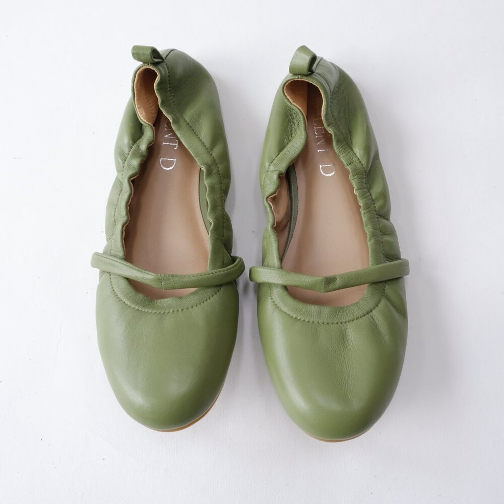 NEW Anthropologie Silent D Bow Ballet Flats Size 37 Moss Green US 6.5 Mary Jane